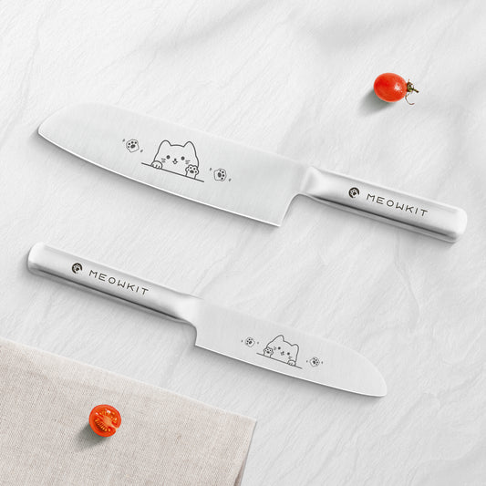 Meowkit 2-Piece Knife Set with Cat Etching