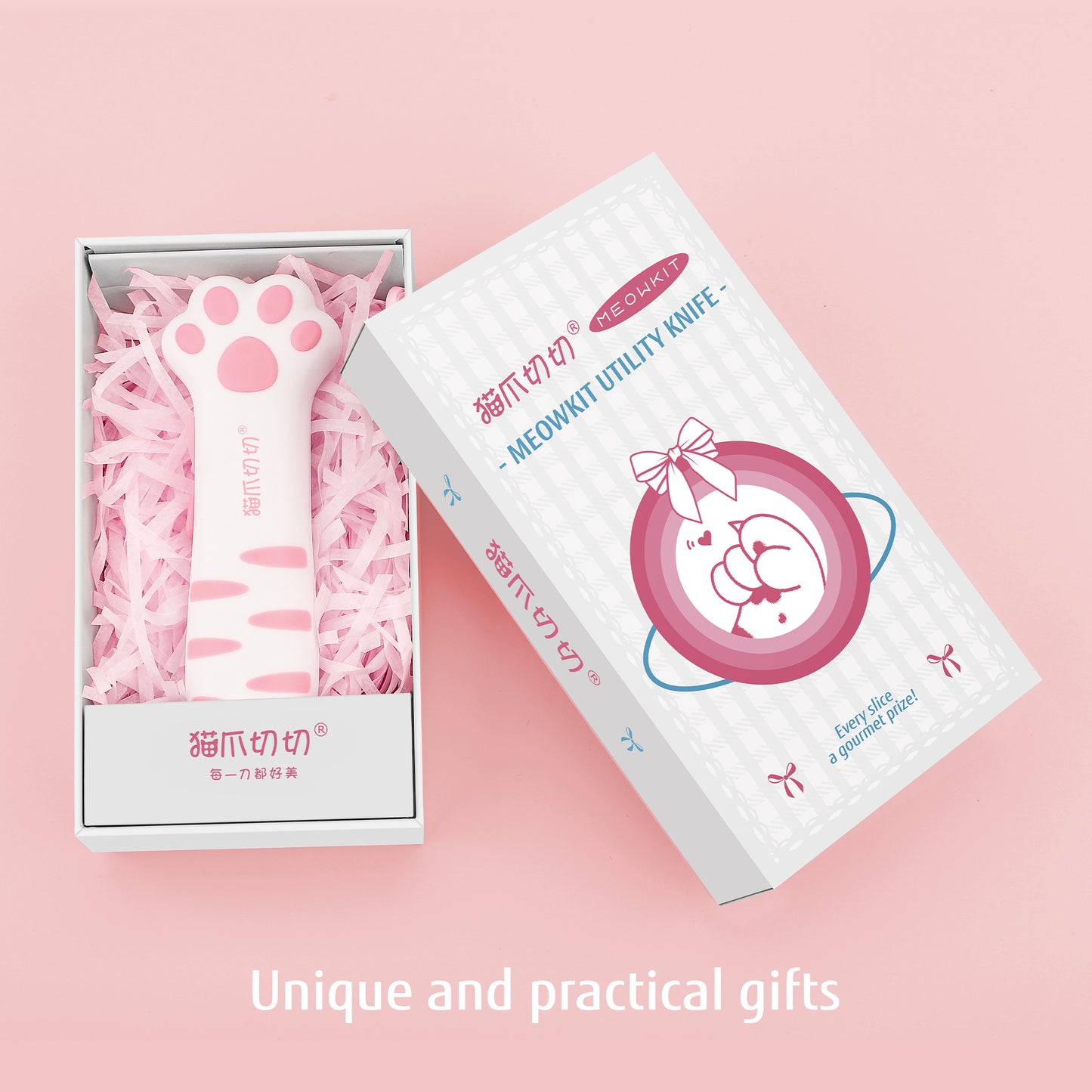 Meowkit cute cat paw box cutter - Sakura pink