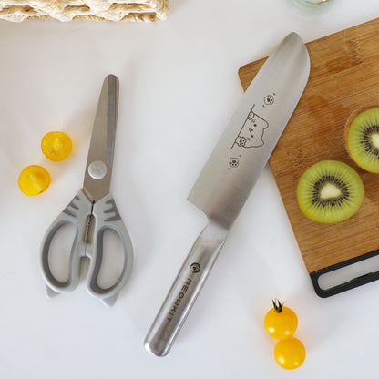 Meowkit 2-piece knife set with cat etching pattern